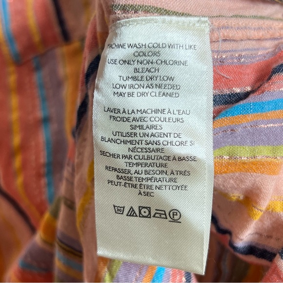 Anthropologie Pilcro Shirt Boyfriend Multicolored Striped Metallic Top Size L/XL - Picture 5 of 12